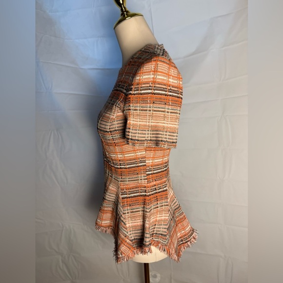 Ming Wang Orange Plaid Blouse - Picture 2 of 7